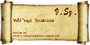 Ványi Szabina névjegykártya